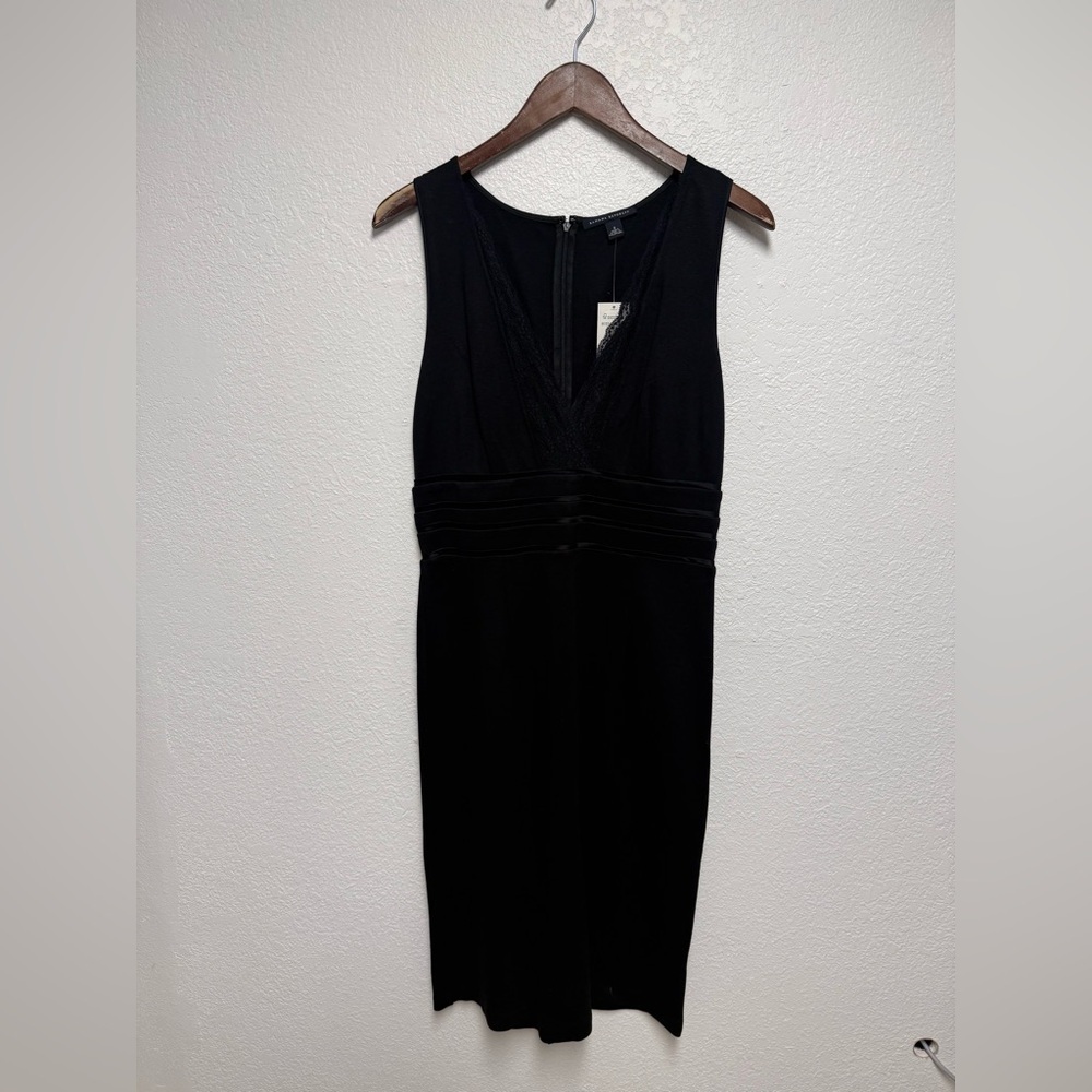 Banana Republic black ponte sleeveless v-neck dress size 6